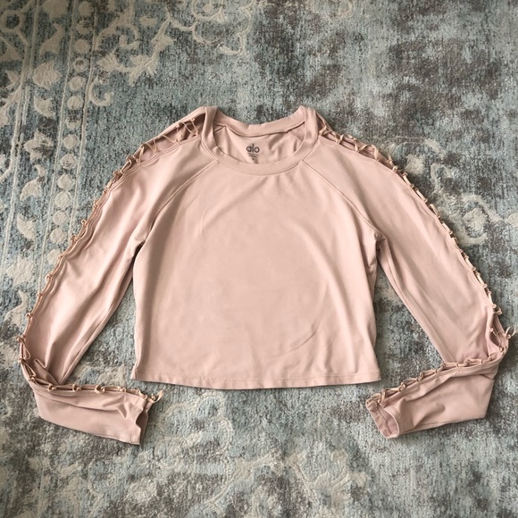 HIGH LINE LONG SLEEVE LACE UP TOP Nectar M EUC - Picture 4 of 8
